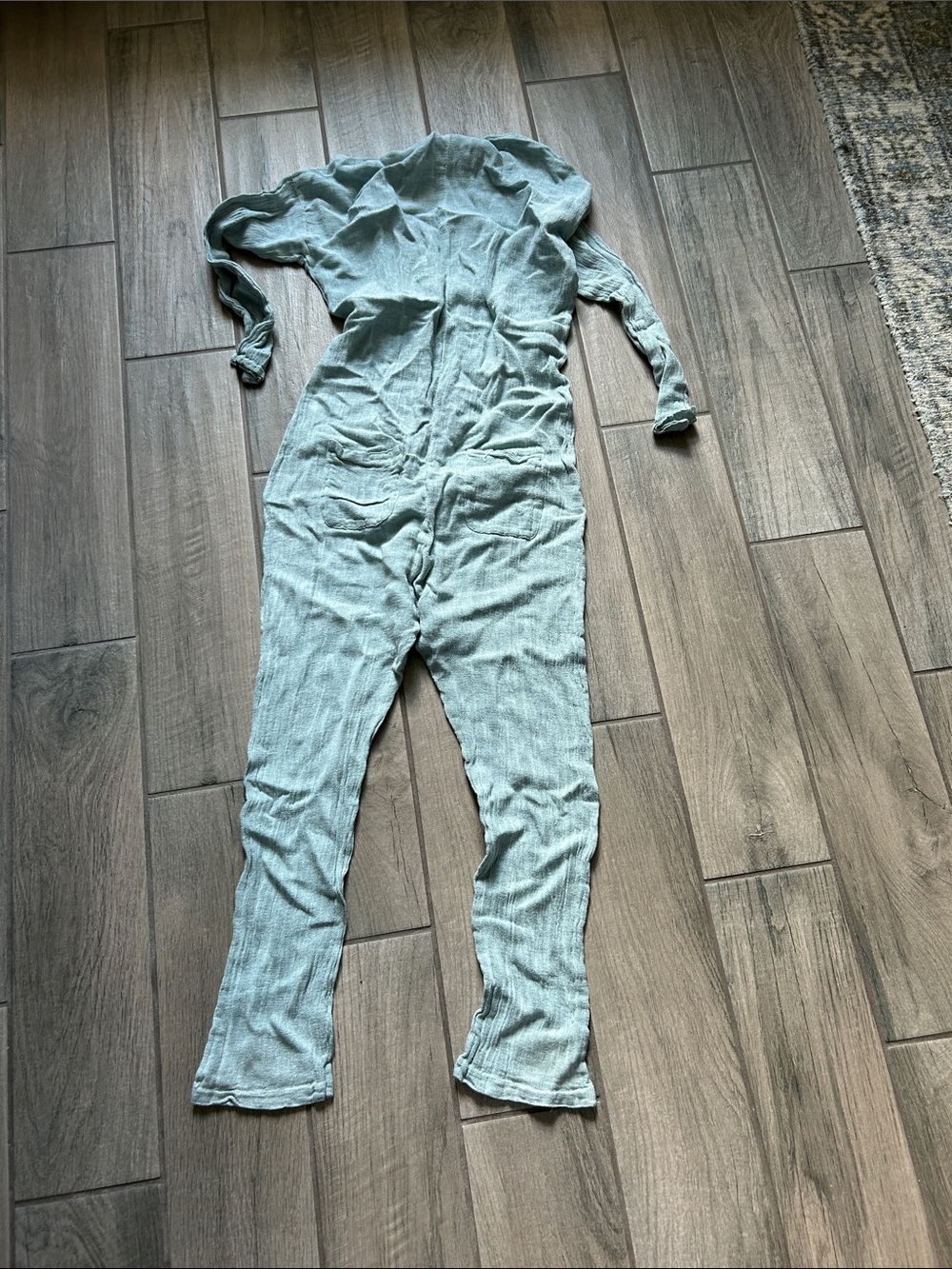 Women’s Light blue Jumpsuit - Casual Long-Sleeve One-Piece - Picture 4 of 5